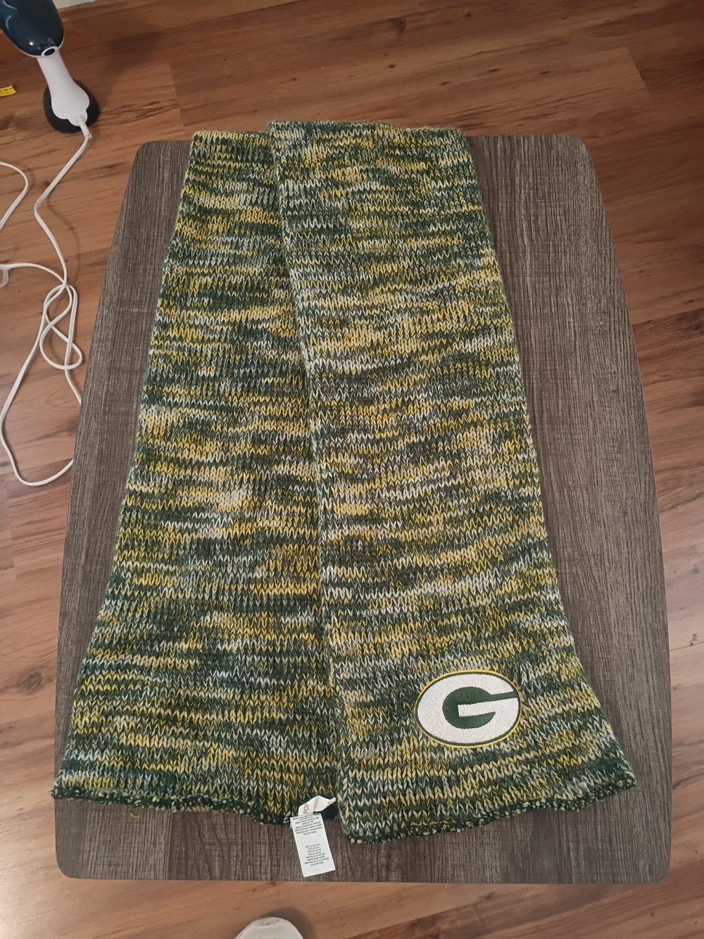 Forever Collectibles Green, Yellow & White Knit Kids Leggings with Team Patch